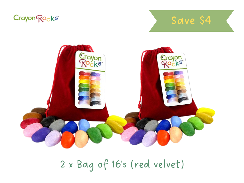 Crayon Rocks - 16 Colors in A Red Velvet Bag