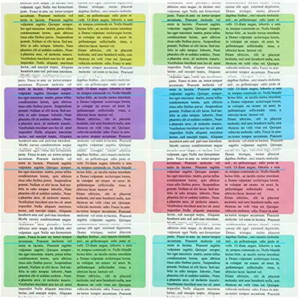 Coloured Reading Guide Strips (Lge) Set of 8