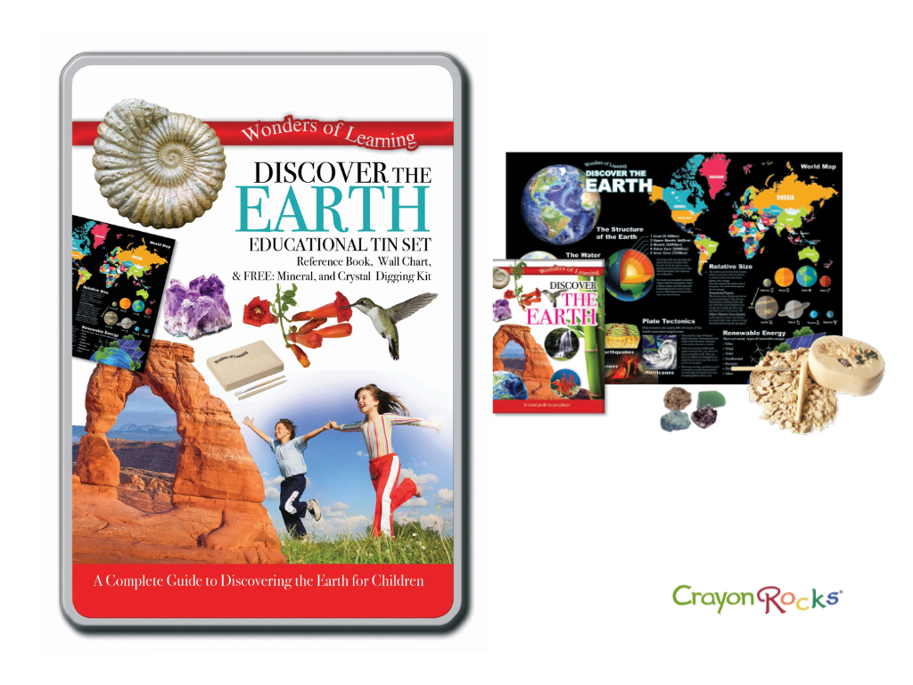 Educational Box Set, STEM Discover Earth + Crystal and Mineral Excavation Activity