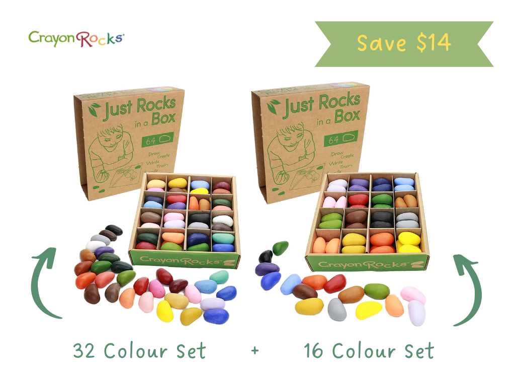 Crayon Rocks Just Rocks in a Box, 32 Colors, Tripod Grip Crayons Made For  Handwriting Development in Kids and Toddlers, Fun & Educational, Creative